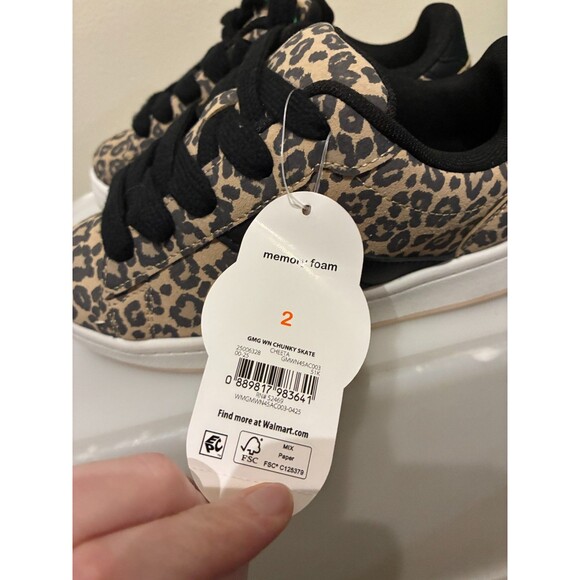 NWT Wonder Nation Girls Cheetah Leopard Print Chunky Tennis Shoes Sneakers Sz. 2 - Picture 3 of 8